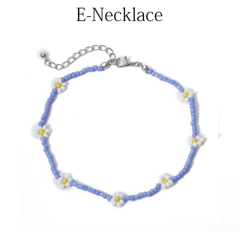 Neue modisch Manuelle Wulstige Halsreif Bunte transparent Gänseblümchen Blumen Acryl Halsketten für Frauen Sommer Schmuck: E