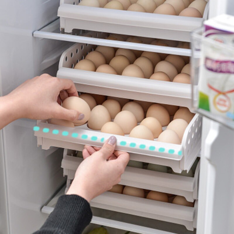Stackable kitchen refrigerator egg box double drawer egg box egg rack transparent anti-collision plastic egg box