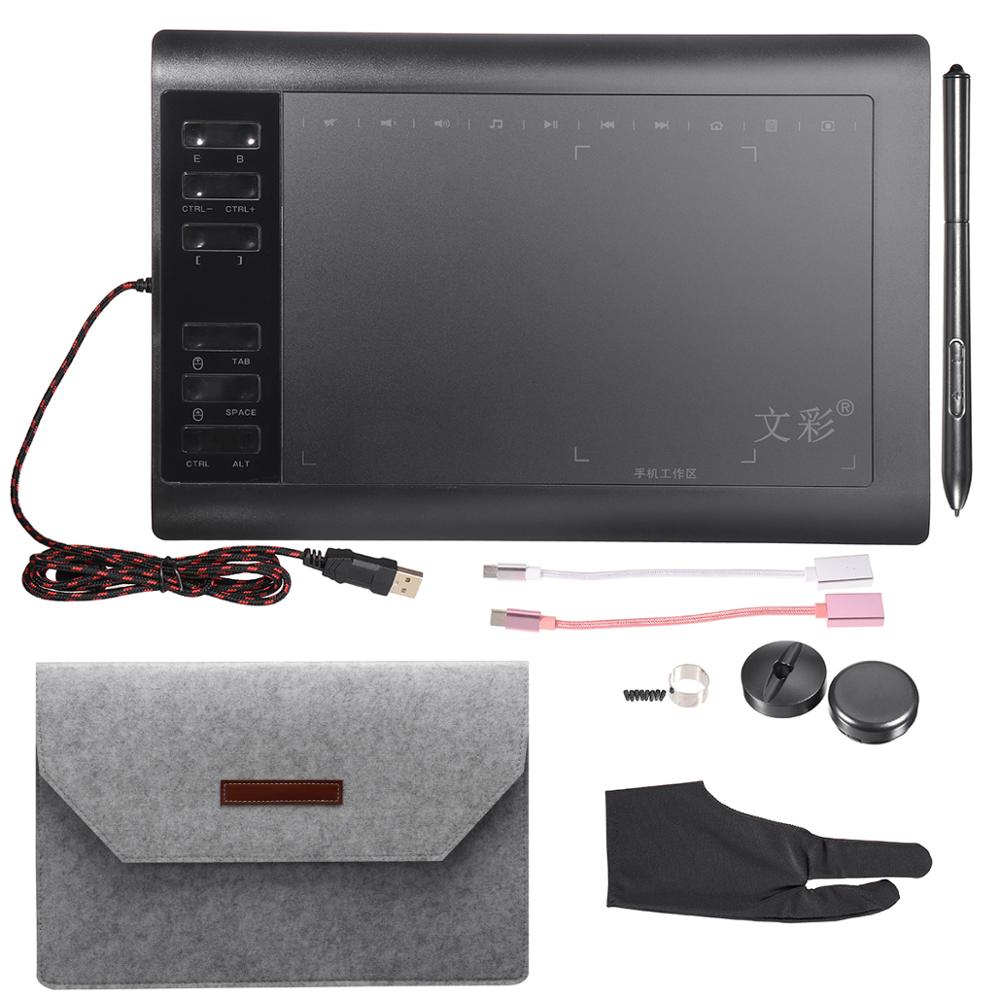 Tablette graphique pour dessin animé, écran 9.4x14.17 pouces, 8192 niveaux de sensibilité à la pression, 233 points, rapide, avec stylet à batterie et sac inclus: Package 2