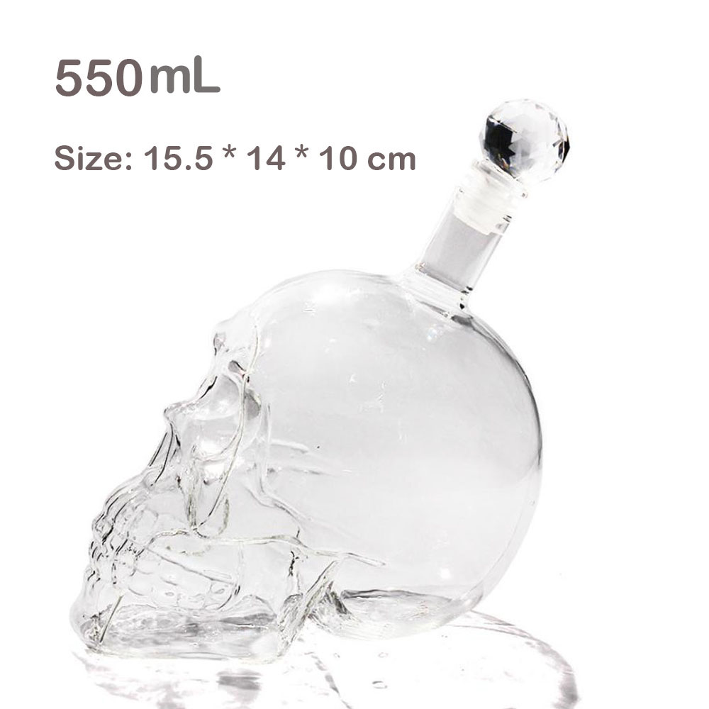 125ML 350ML 550ML 1000ML Vodka Bottle Skull Bottles Gothic Wine Vodka Decanter Glass Flagon: 550ml