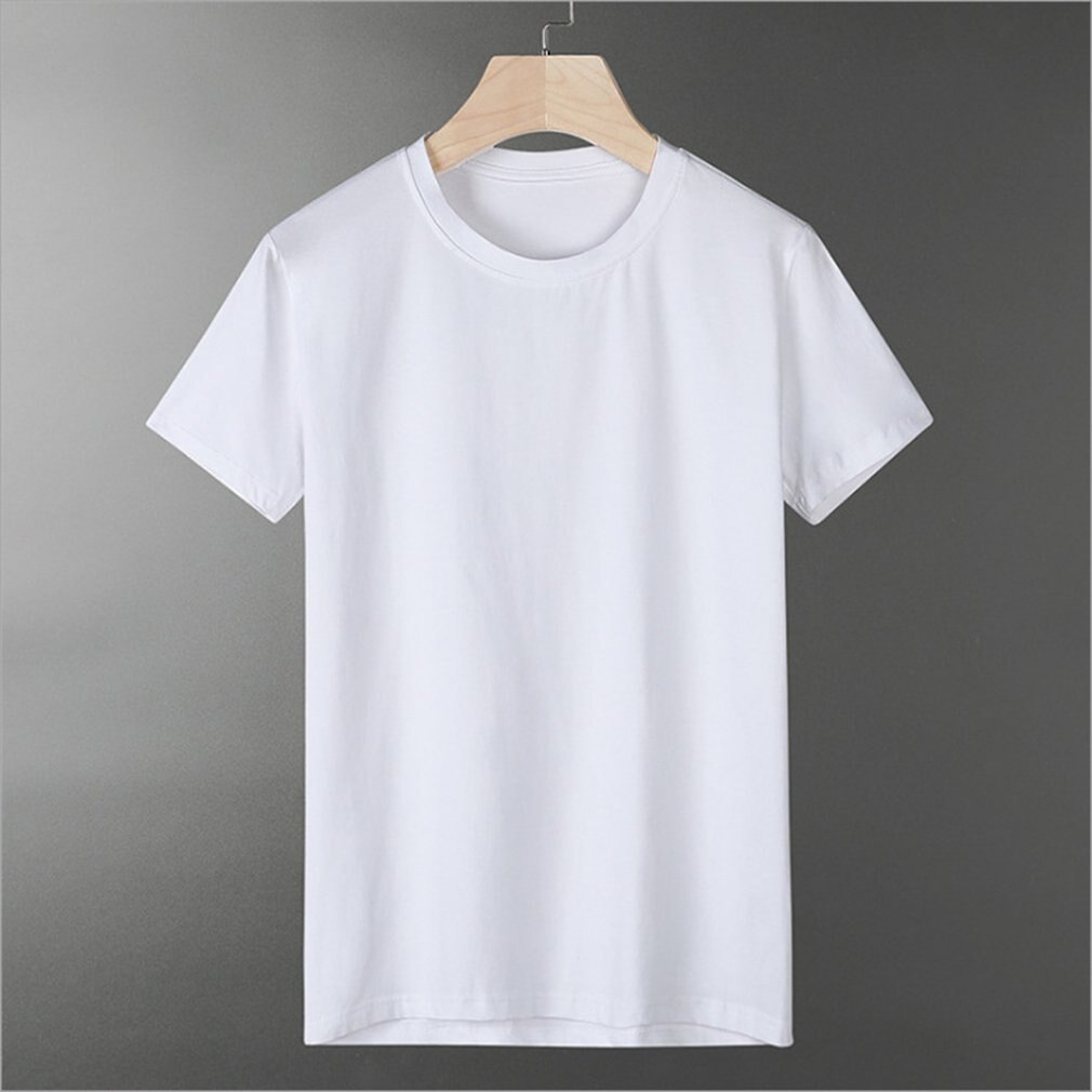 Camiseta blanca pura de verano para hombre, de algodón, de poliéster, de manga corta, con cuello redondo y dobladillo doble cosido, M/L/XL/XXL/XXXL/4XL