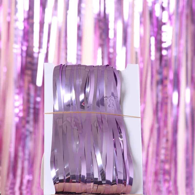 Metallisk folie frynser skinnende baggrund fødselsdag bryllupsfest væg dekoration fotoboks baggrund glitter gardin dekoration: Lys lilla