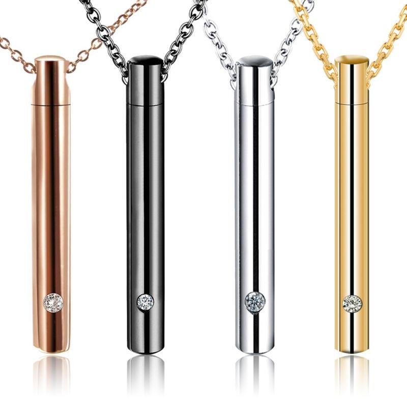 Cylinder husdjur kremering urnor halsband rostfritt stål katt hund ask memorial container hållare smycken memoar minnessak hängsmycke