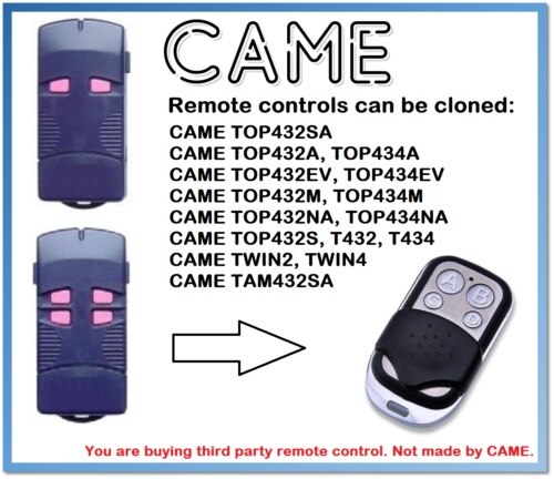 CAME T432M, T434M Universal Remote Control Duplicator 4-Channel 433.92MHz (only for 433.92mhz fixed code)