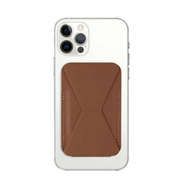 Moft Magnetic Mobile Phone Holder for Apple iPhone 12 / 12 Pro / Mini / MagSafe Dedicated Desktop Lazy Bracket with Clip Stand: Brown