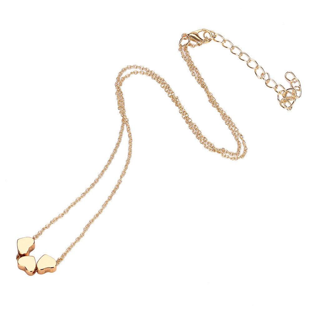 Kettingen Hanger Vrouwen Rvs Drie Hart Hanger Collier Luxe Sieraden Vrouwelijke Collier Цепочка: Gold