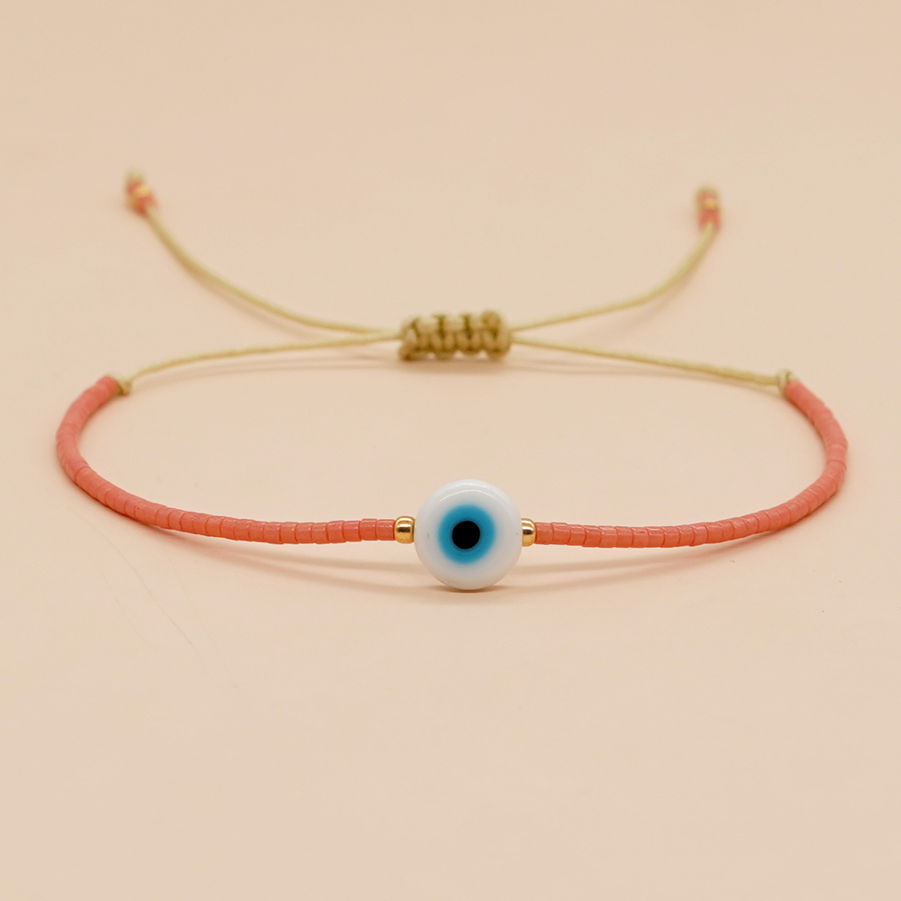 Go2Boho-Pulseras con dijes de cadenas multicapa para hombre y mujer, pulsera de la suerte con cuentas de mal de ojo, cuerda roja, de joyería hecho a mano: Marrón rojizo