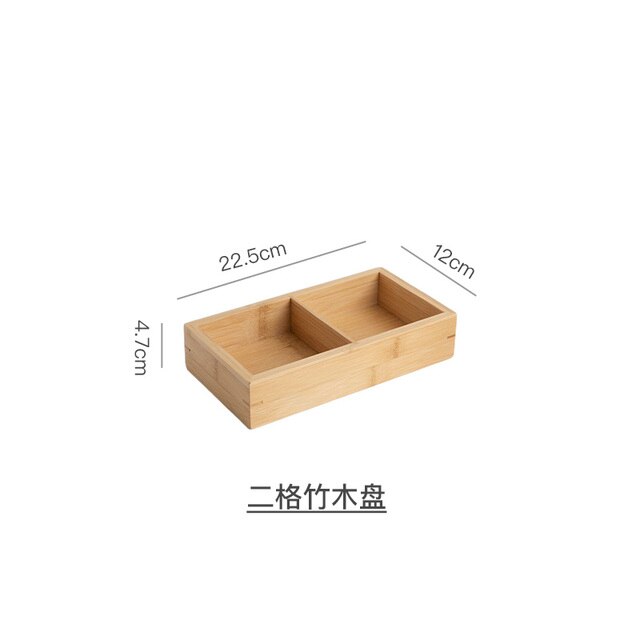 Japanese Style Nine Grid Plate Pot Tableware Barbecue Restaurant Bamboo and Wood Grid Plate Dishes Sushi Sauce Bowl: A-Two grid plate