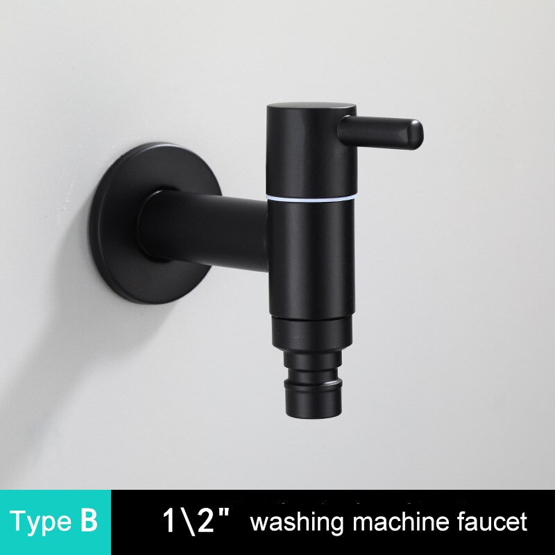 Zwarte Kraan Rvs Badkamer Wasmachine Kraan Mop Kranen Wc Hoek Kraan Double Behulp: Type B