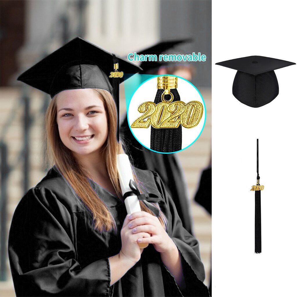 Adult Matte Graduation Cap Hat With Tassel Adjustable Photography Graduation Ceremony Party Supplies #YJ