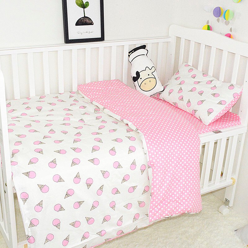 3Pcs Baby Bedding Set Cotton Crib Bedding Set Crib Kit Include Duvet Cover Pillowcase Bed Sheet