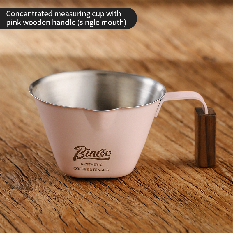 Taza medidora de café expreso con mango de escala, taza medidora de café de acero inoxidable, accesorio medidor de cocina para el hogar: Amarillo claro