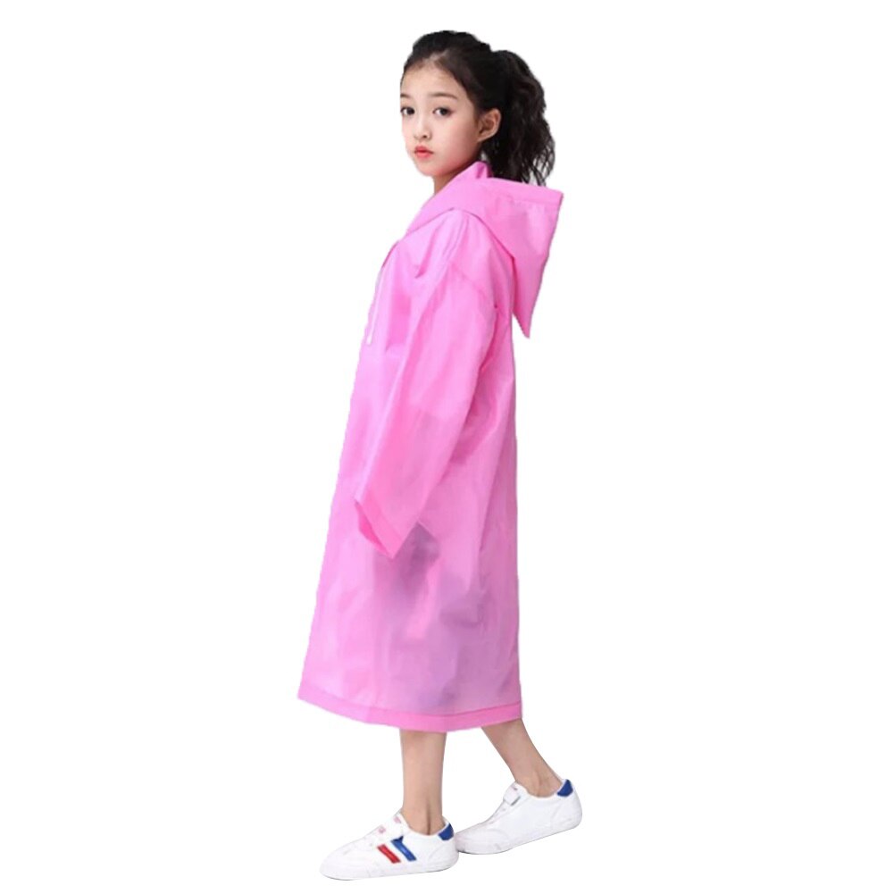 Adult/Kid Wegwerp Waterdichte Jas Clear Pvc Regenjas Regenjas Hooded Poncho Regenkleding: kid  pink
