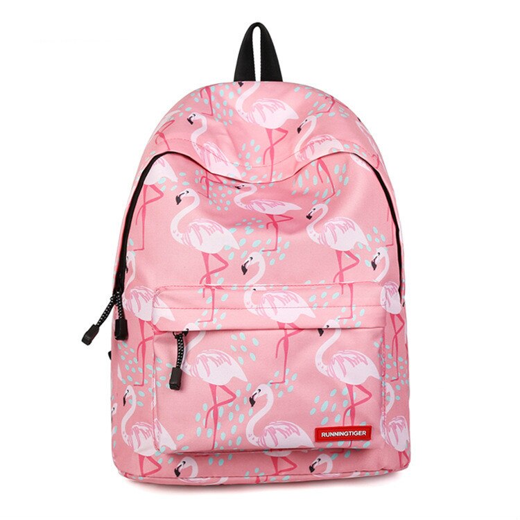 Børn skoletasker til piger pink flamingo trykte kvinder rygsæk stor nylon taske: Default Title