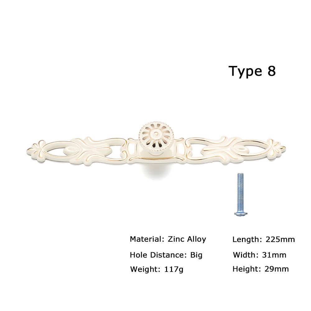 Zinc Alloy Ivory White Cabinet Handles Kitchen Cupboard Door Pulls Drawer Knobs European Furniture Handle Hardware: Type 8