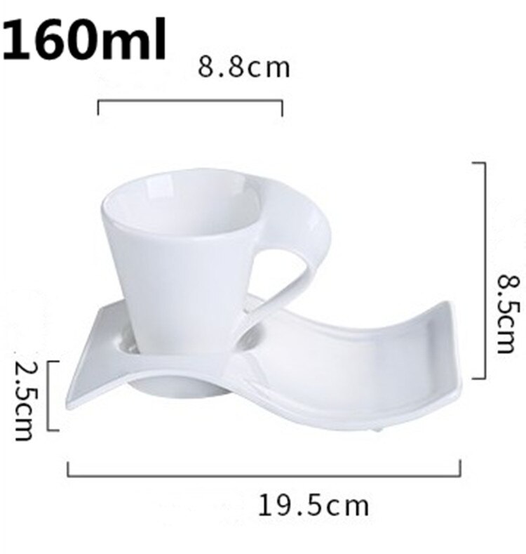 70-160ml criativo cerâmica xícara de café conjunto de copos de chá e pires caneca de leite kit com colher presente de casamento copo de água conjunto: 160ML cup dish