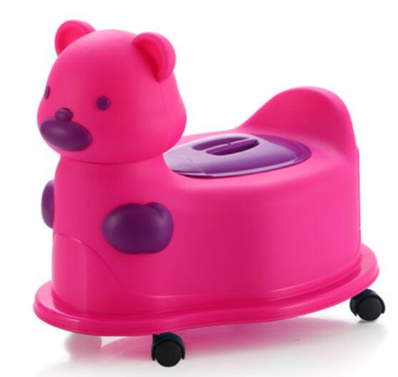 offre spéciale populaire belle ours bébé toilette pot formateur enfants pot chaise formation: pink with wheel