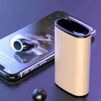6000mAh Power Bank Wireless V5.0 Bluetooth Earphone Waterproof Headset With Dual Mic and 6000mAh Battery Charge Case: Gold