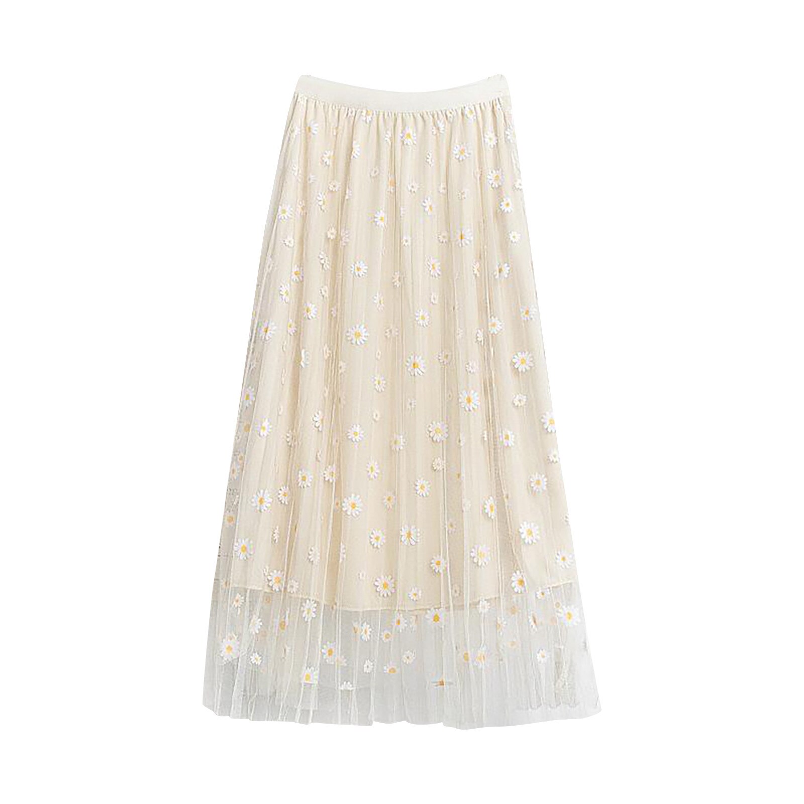 Vrouwen Bloemen Geplooide Mesh Overlay Elastische Taille Grote Schommel A-Linetulle Rok Pour Enfants Kids Kawaii Garçon Fille