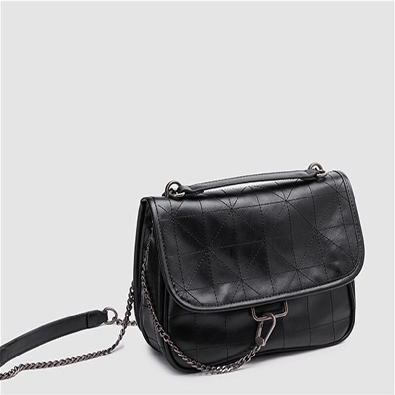 Style One Shoulder Personality Simple Temperament Rock Pu Messenger Bag Lingge Chain Wandering Bag Temperament Casual Bag