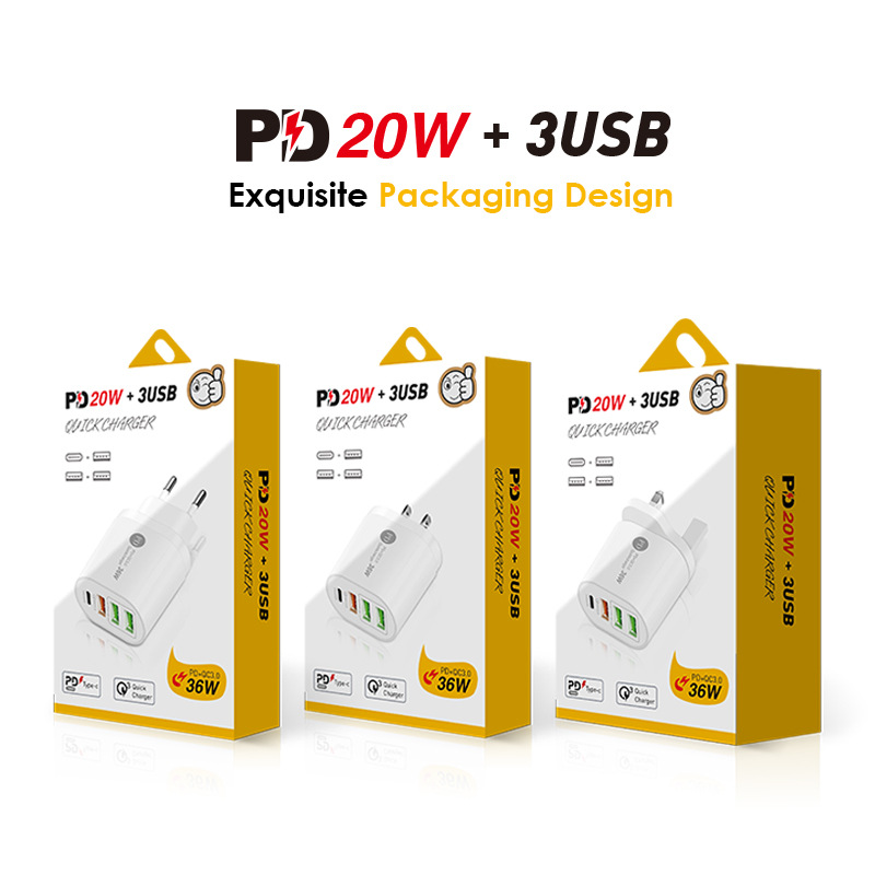 Usb-schnellladeadapter (36w qc3.0 pdx 3 für apple iphone 13 pro, 12, 11, 8, 7, ipad (eu/uk/us-stecker, pd-ladegerät, typ c)