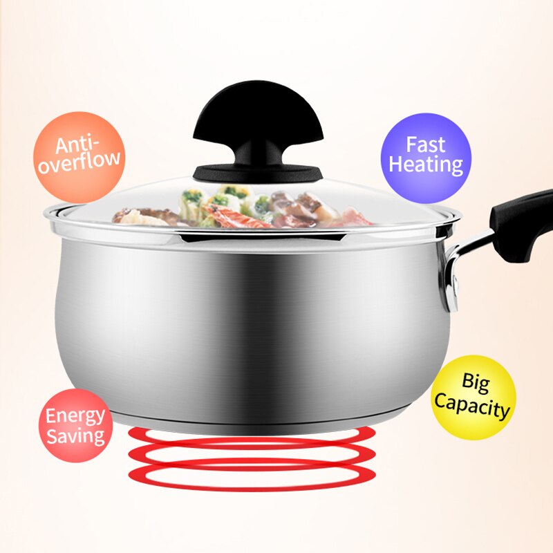 COOKER KING 16cm Classic Stainless Steel Sauce Pan Lightweight Milk Pot Suitable for Cooking Milk , Suitable for Various Stoves