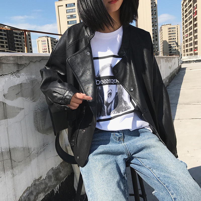 FTLZZ kobiety krótka Pu skórzana punkowa kurtka szczupły zamek błyskawiczny płaszcze ze sztucznej skóry kobiet pojedyncze piersi skóra motocyklowa odzież wierzchnia