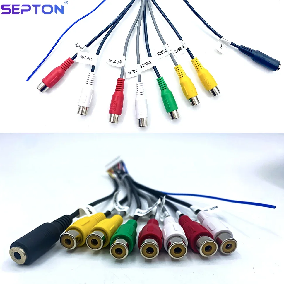 Accesorios para coche de Radio Android de 20 pines, arnés de cables de salida, adaptador de Cable RCA Universal, conector de cableado, línea de interfaz de micrófono de 3,5mm