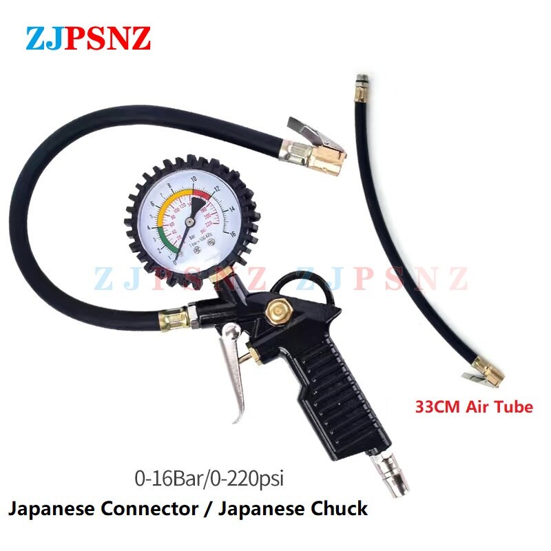 0-220 psi 0-16 bar auto bil japan däck lufttrycksmätare däckinflator däcktryck digital display bildäck tryckmätare: Mörkgrå