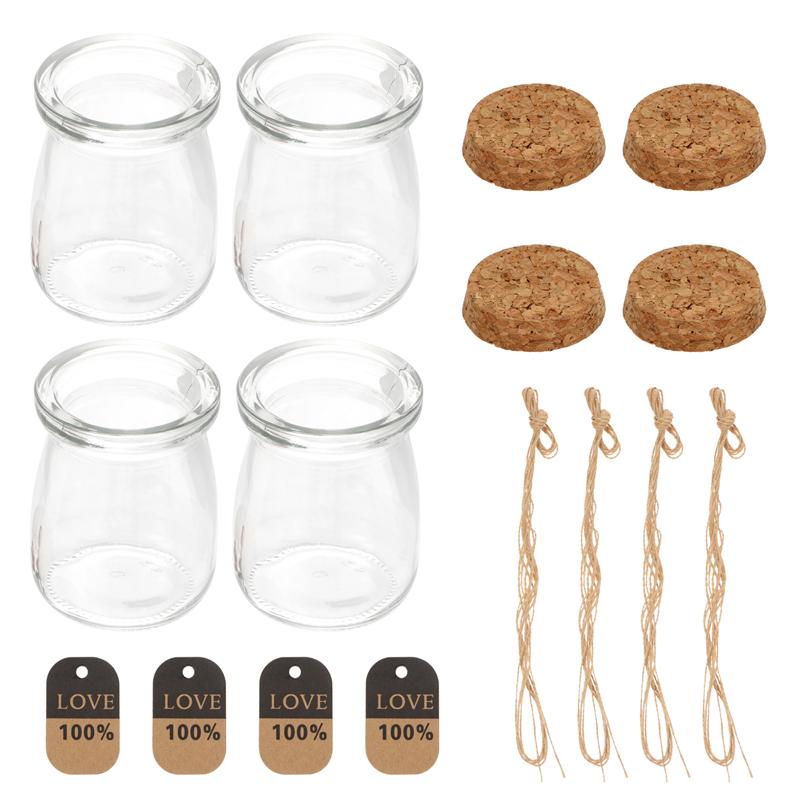 Botellas de cristal para leche con tapa de madera, resistentes al calor, 100ML, 10 Uds.