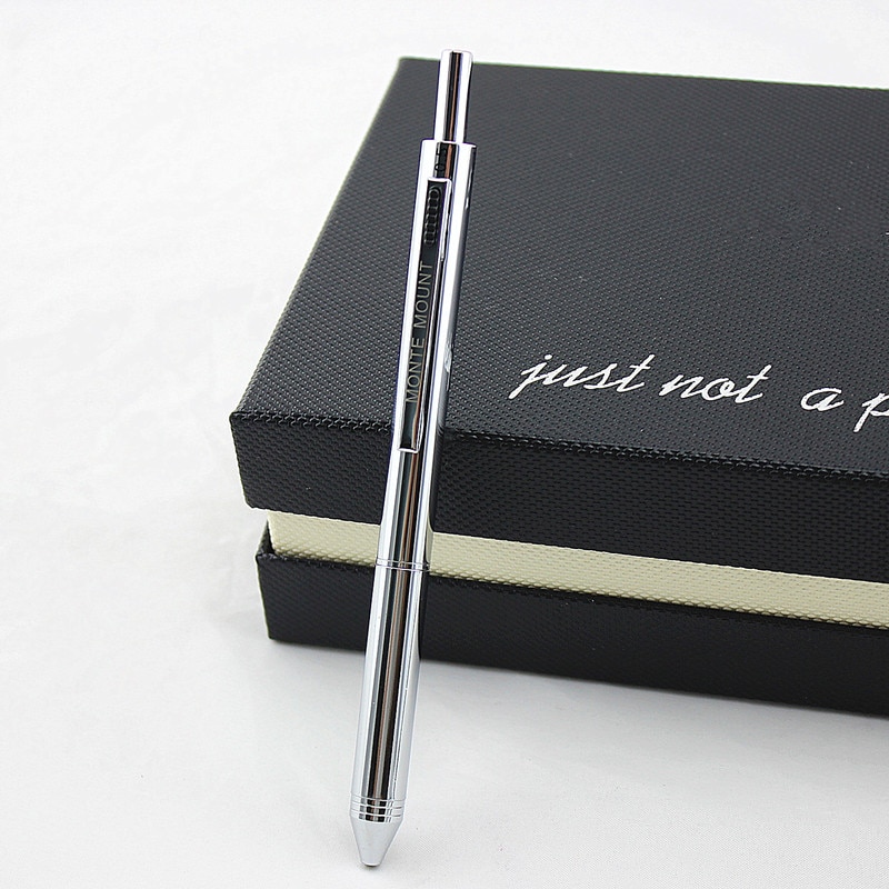 metal multi-function 3 color ball pen with pencil compound pen office student pen business pen 1pcs/lot