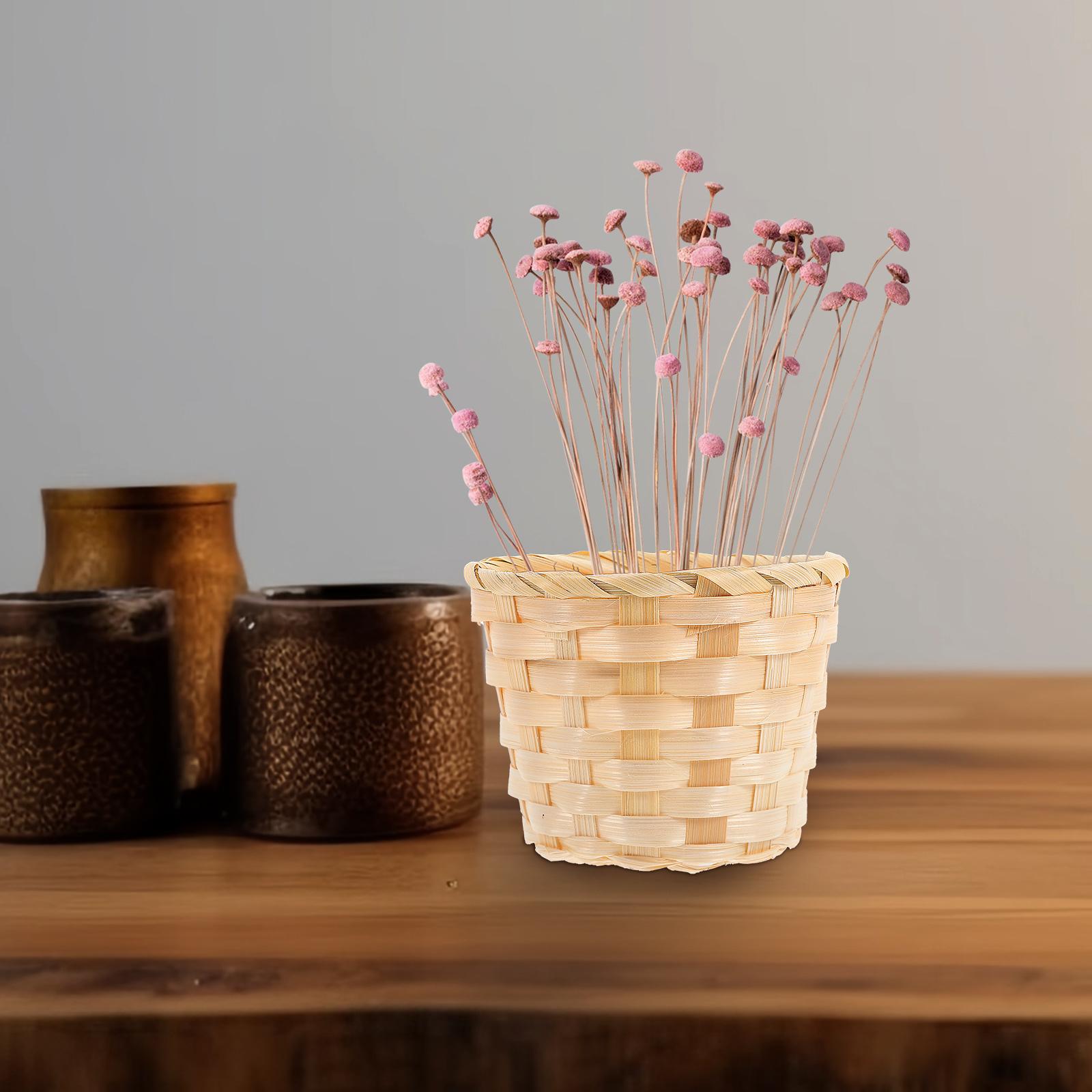 Panier tissé en bois de bambou, 12 pièces, Mini paniers de rangement rectangulaires, décoration de maison, conteneur fait à la main, boîte de rangement pour la maison