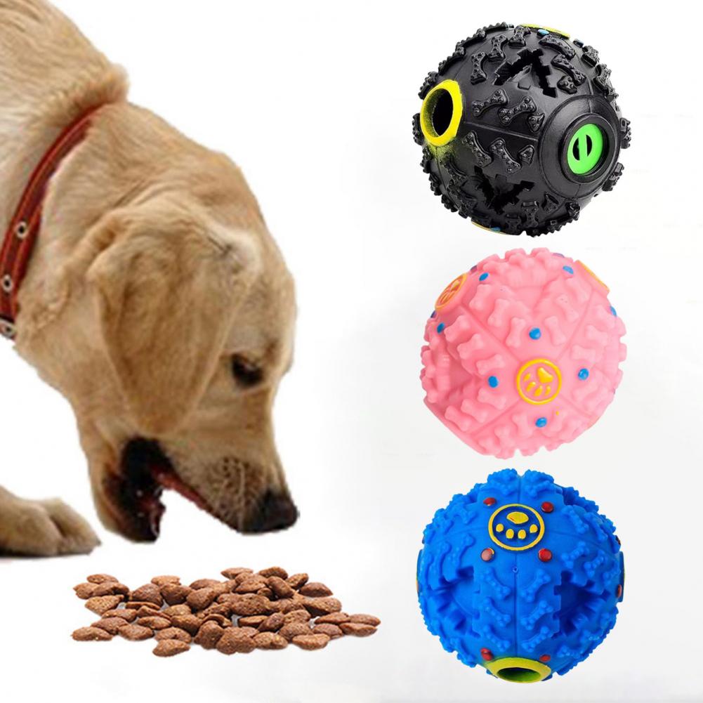 Bola de golosina para perros, juguete para masticar Dental chirriante, alimentador interactivo para mascotas, bola para masticar para perros, dispensador de alimentos, juguete para moler dientes