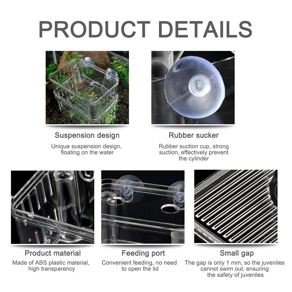 Hatchery ABS Easy Clean Isolation Transparent Fish Breeding Box With Suction Cups Aquarium Tank Pet Supplies Mini House Floating