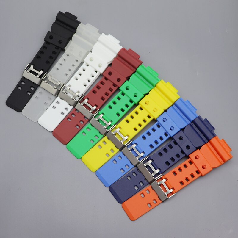 16mm Siliconen Horlogeband voor Casio G-Shock GA-110 GA-100 GA-120 Effen kleur Rubber Waterdichte Mannen Horloge Band Strap voor ga700 400