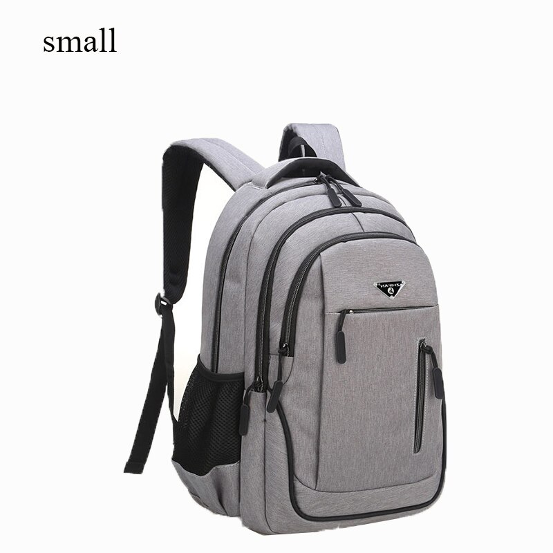 Big Capacity Men Backpack Laptop 15.6 Oxford Gray Solid High School Bags Teen College Student Back Pack Multifunctional Bagpack: Gray Small