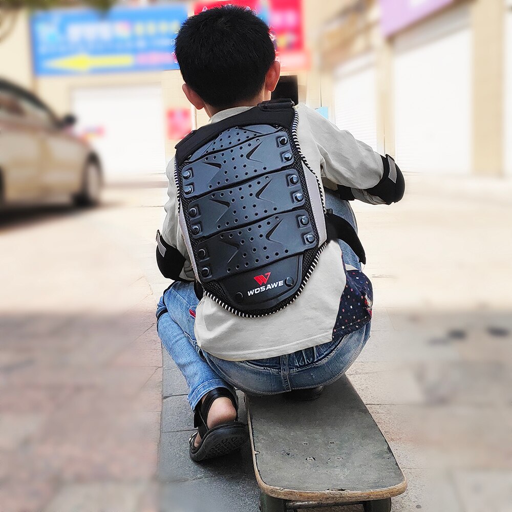 WOSAWE Kids Full Chest Body Armor Vest Spine Protective Gear Bicycle Skateboard Chest Armor Sport Bike Kid Protcetive Gear