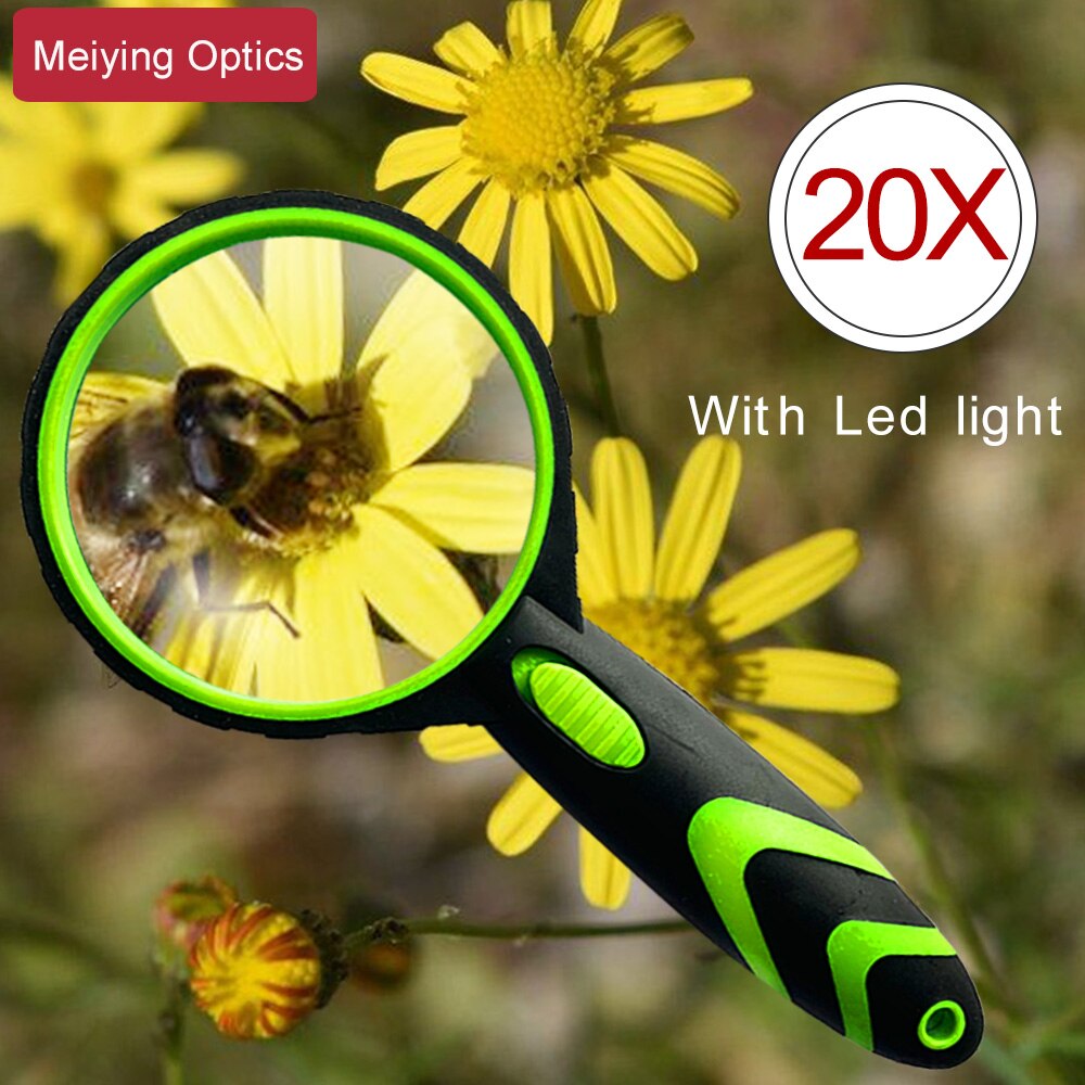 Handheld Illuminated Magnifier 20X Microscope Magnifying Glass With 2 LED Light Aid Reading Loupe for Seniors Jewelry Repair