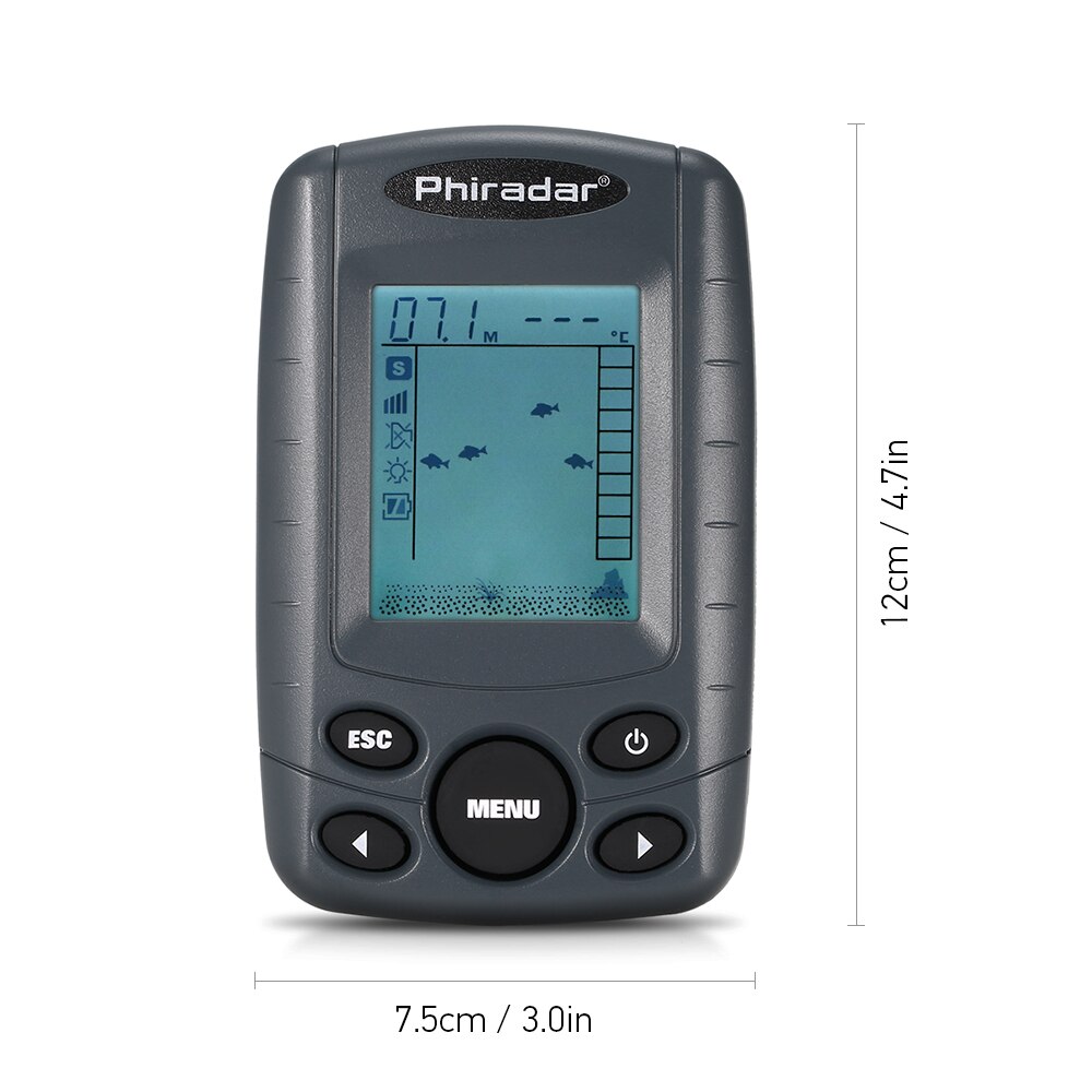 Portable 2.4 Inch LCD Fish Finder 240FT Depth Range Fishing Finder with Wired Sonar Sensor Transducer Fishing Tackle Pesca