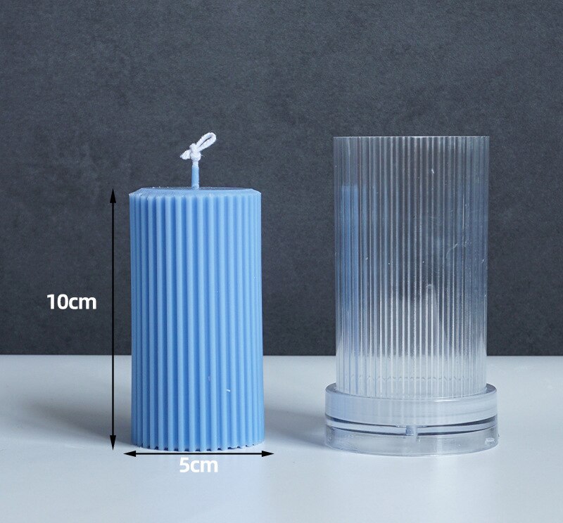 Stampi per candele a stelo lungo a strisce verticali a colonna a spirale fai-da-te stampo per candele in silicone geometrico per decorazioni romantiche per matrimoni a casa: 5x10