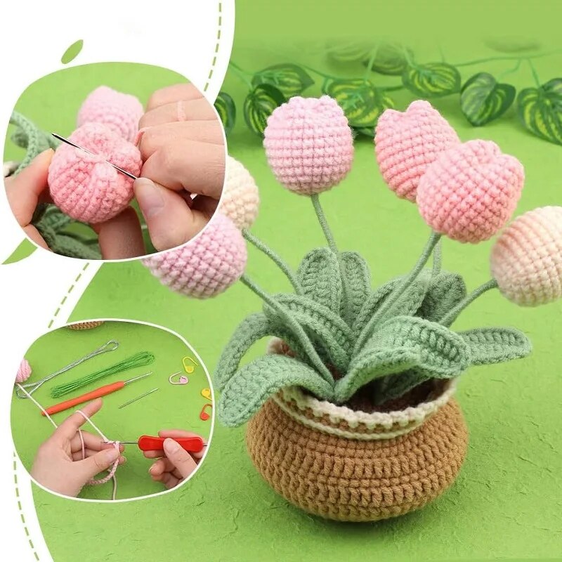 BUDDUR-Kit de tejer de ganchillo con hilo de algodón e instrucciones para tejido de tela, paquete de materiales no acabados DIY