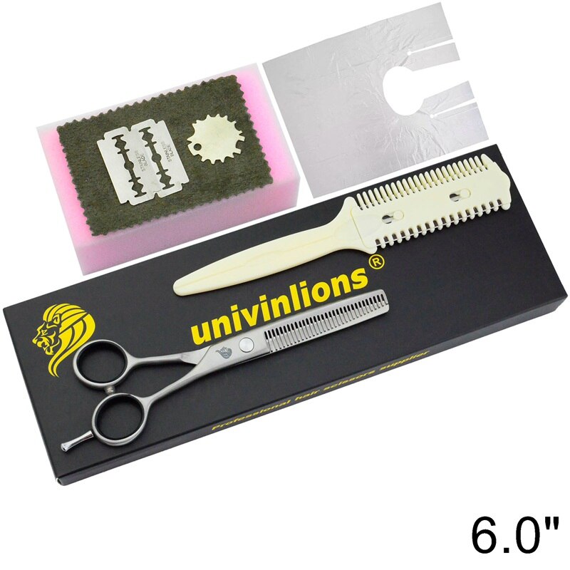 6" barber hair scissors hairdressing razor salon supplies hair cutting shears hair thinning sissors pinking clipper: 6009A-Thinning