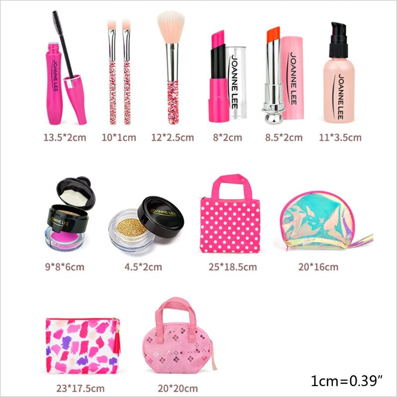 Girls Make Up Toy Set Pretend Play Princess Pink Makeup Beauty Safety Non-toxic Kit Toys for Girls Dressing Cosmetic Travel GXMB
