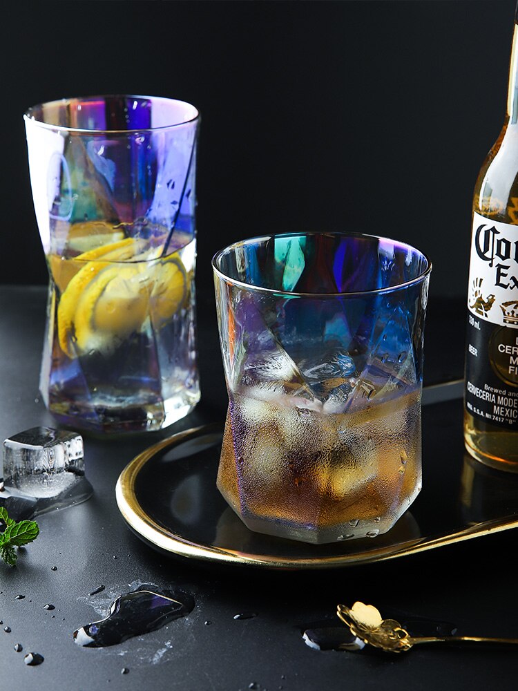 Farverig talje whisky glas kop uregelmæssige vinglas snapseglas brilliant whisky glas krus drikke kopper diamant form