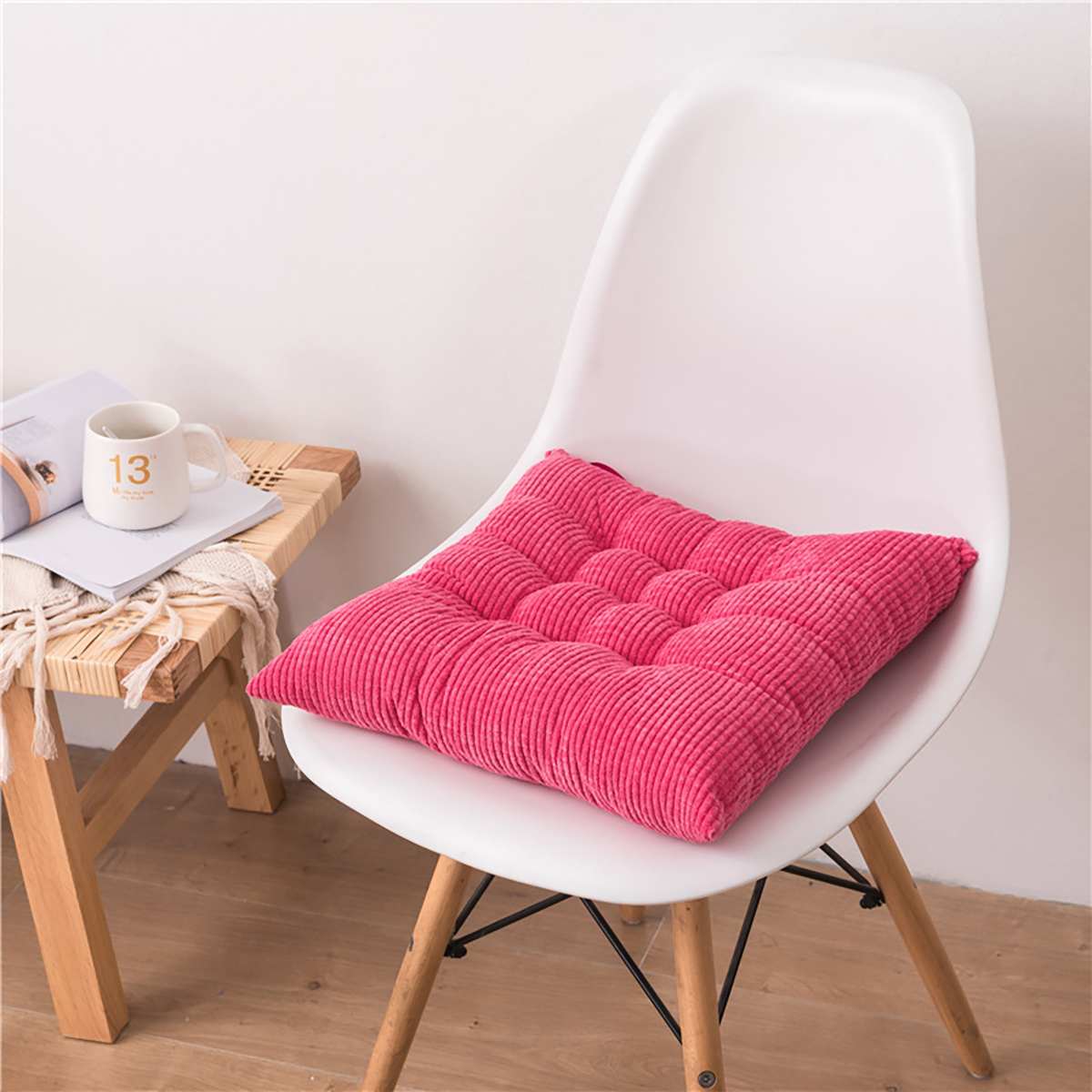 Puter til stoler gulv setepute tykkere tatami spisestuestolputer ensfarget hjemmedekorative sittesofa puter 45cm: Rosa