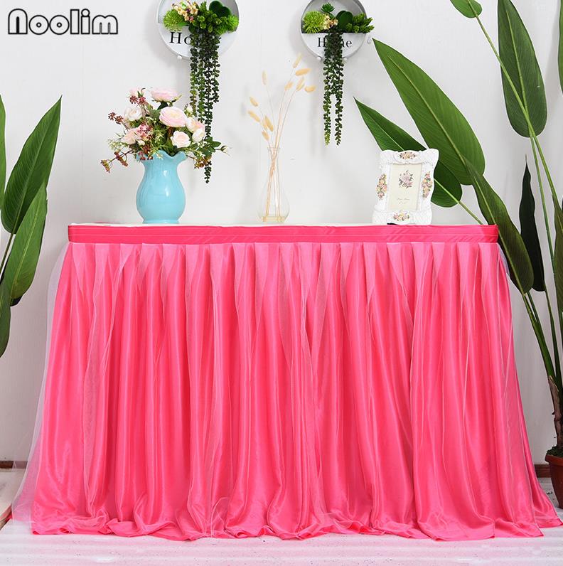 200*75cm Beautiful Tutu Table Layer Birthday Party Wedding Dessert Table Skirt Decoration Baby Shower Party Decoration Suppliers: Rose Red