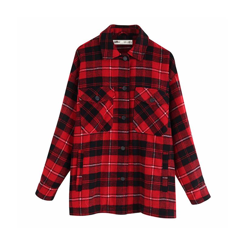Blouse dames tops vintage geruit overhemd koreaanse blouse met lange mouwen dames tops streetwear katoenen witte blouse rood