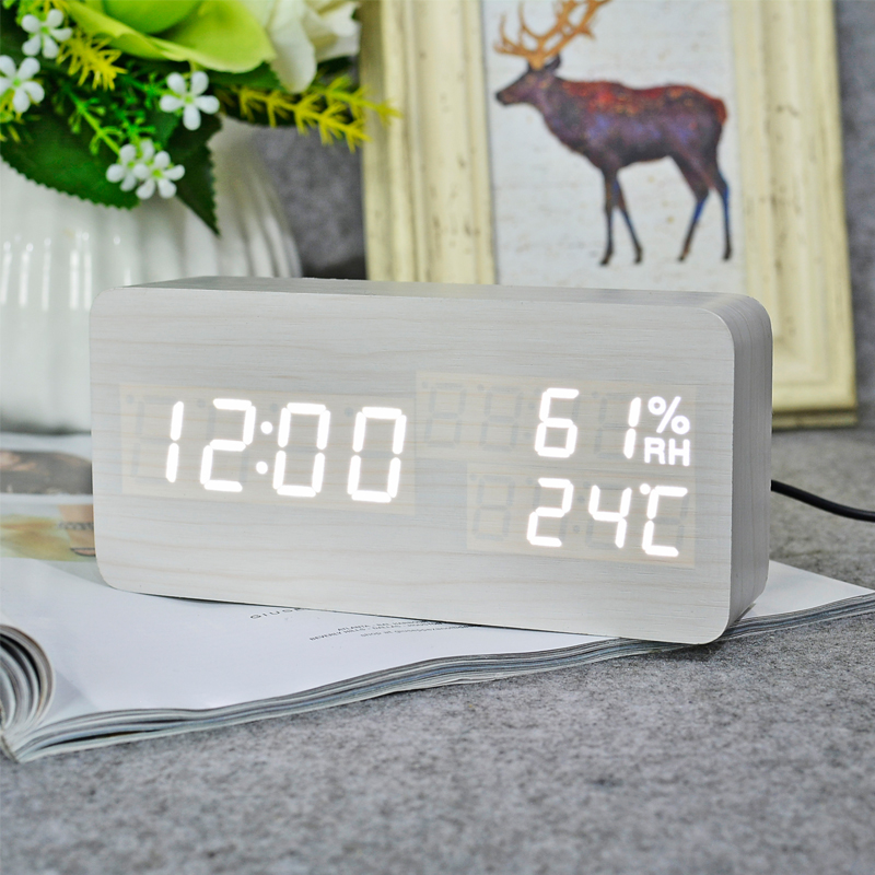 Moderne LED Alarm Uhr Temperatur Feuchtigkeit Zeig – Grandado