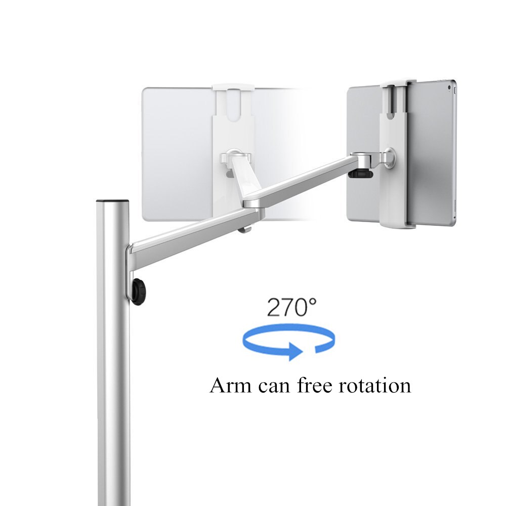 per iPad In piedi letto divano tavoletta supporto da pavimento supporto per cellulare in alluminio regolabile in altezza braccio lungo per Iphone Ipad 4 - 13 pollici