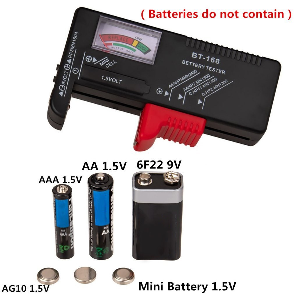 BT168 Portable Universal Digital Battery Tester Volt Checker For AA AAA 9V Button Multiple Size Battery Tester Checker